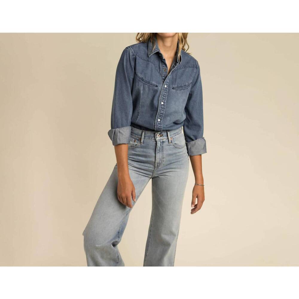 NEW SENDERO PROVISIONS CO. yoakam pearl snap shirt in washed indigo denim